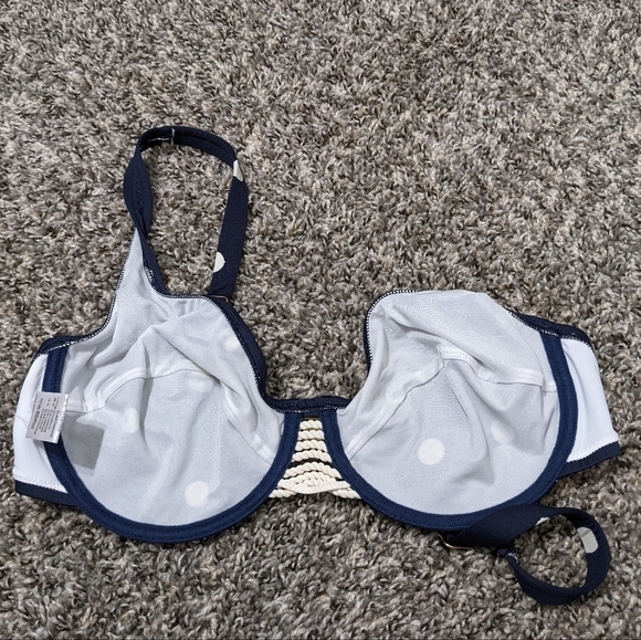 Maryan Mehlhorn navy cream polka dot bikini top 8/D - Picture 7 of 9